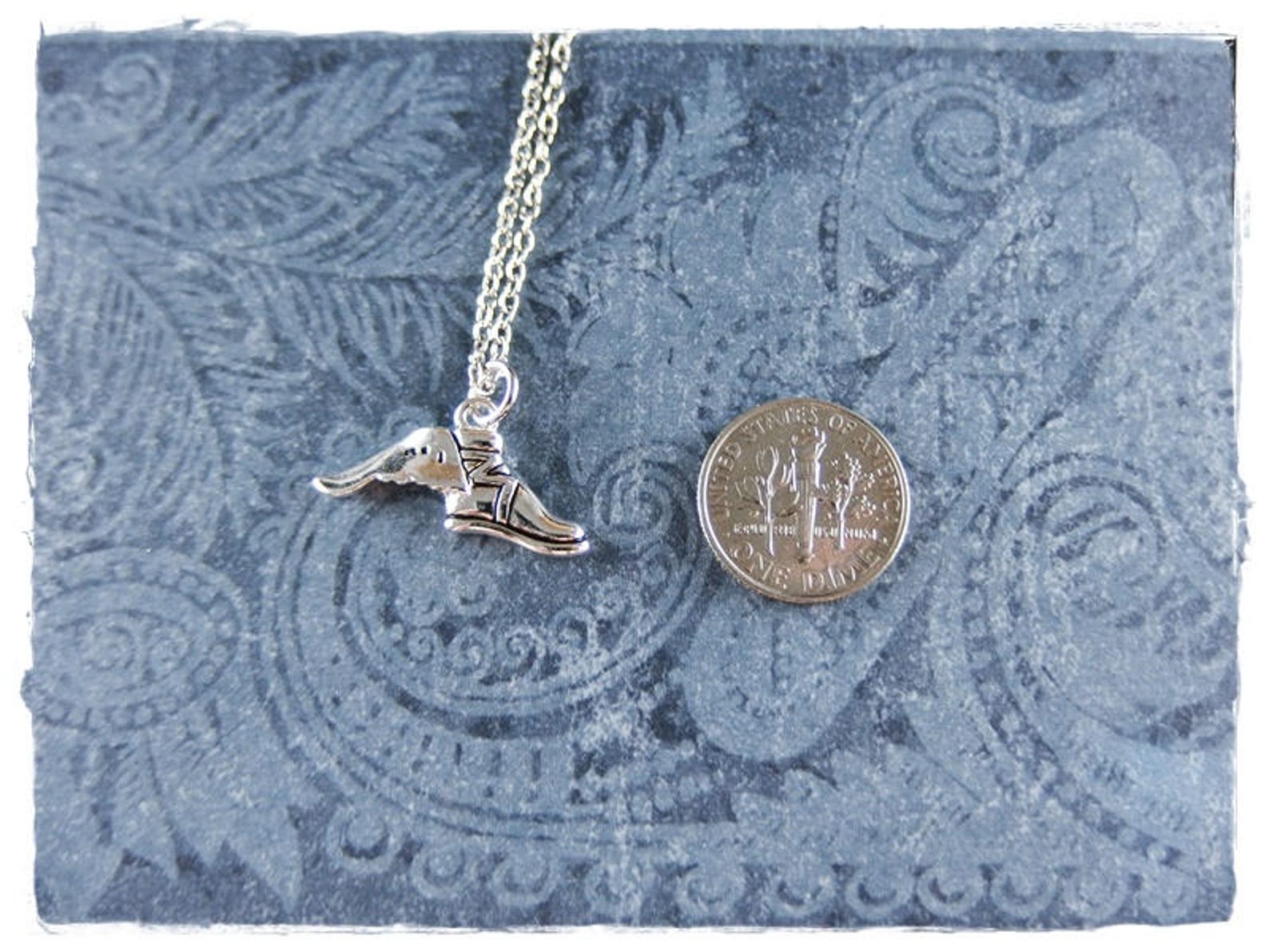 Silver Winged Shoe Necklace Silver Plated Winged Shoe Charm Etsy