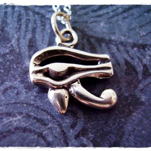 Silver Eye of Horus Necklace - Sterling Silver Eye of Horus Charm on a Delicate Sterling Silver Cable Chain or Charm Only