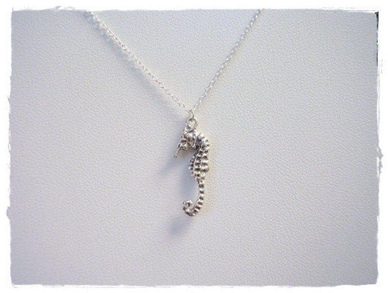 Tiny Seahorse Necklace Sterling Silver Seahorse Charm on a Delicate Sterling Silver Cable Chain or Charm Only image 3