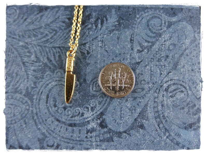 Tiny Gold Chef Knife Necklace Antique Gold Pewter Chef Knife Etsy