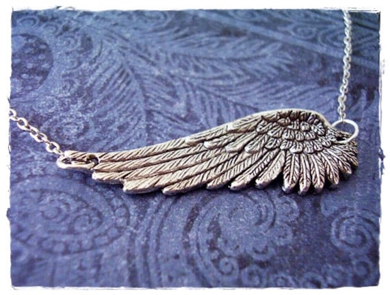 Sideways angel wing best sale necklace