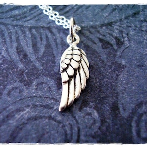 Tiny Angel Wing Necklace - Sterling Silver Angel Wing Charm on a Delicate Sterling Silver Cable Chain or Charm Only