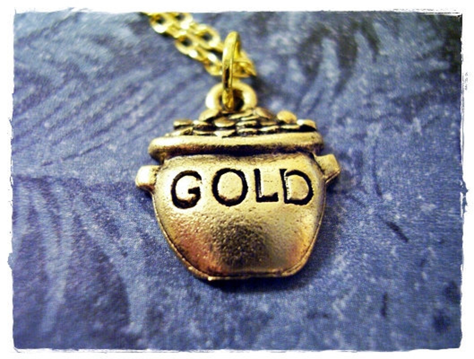 Small Pot of Gold Necklace Antique Gold Pewter Pot of Gold Etsy