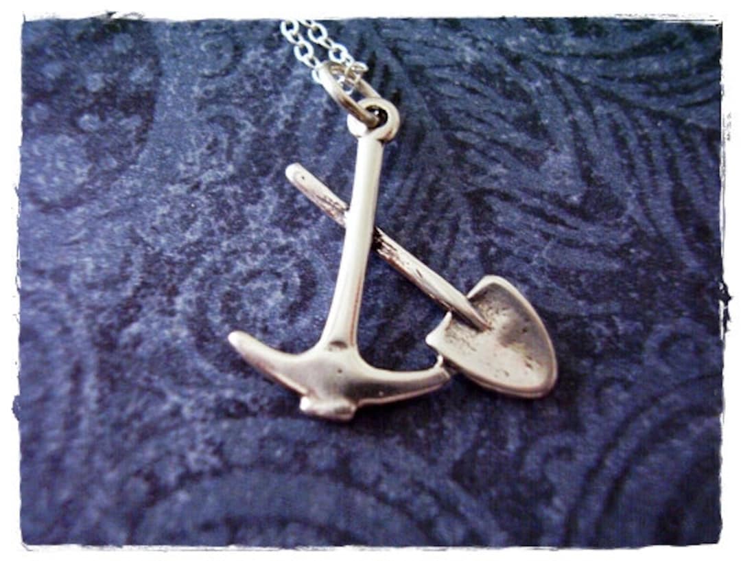 Silver Pick and Shovel Necklace Sterling Silver Pick and Shovel Charm