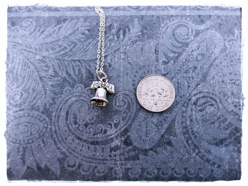 Silver Liberty Bell Necklace Sterling Silver Liberty Bell Charm on a Delicate Sterling Silver Cable Chain or Charm Only image 4