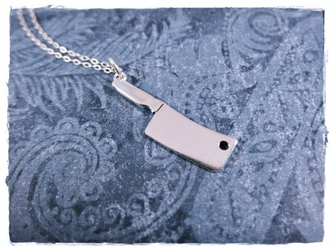 Silver Meat Cleaver Necklace Sterling Silver Meat Cleaver Etsy