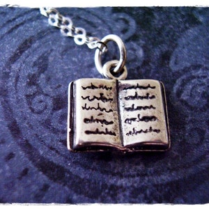 Silver Open Book Necklace - Sterling Silver Open Book Charm on a Delicate Sterling Silver Cable Chain or Charm Only