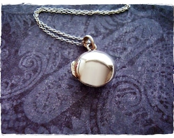 Round Silver Locket Necklace - Sterling Silver Round Locket on a Delicate Sterling Silver Cable Chain or Locket Only