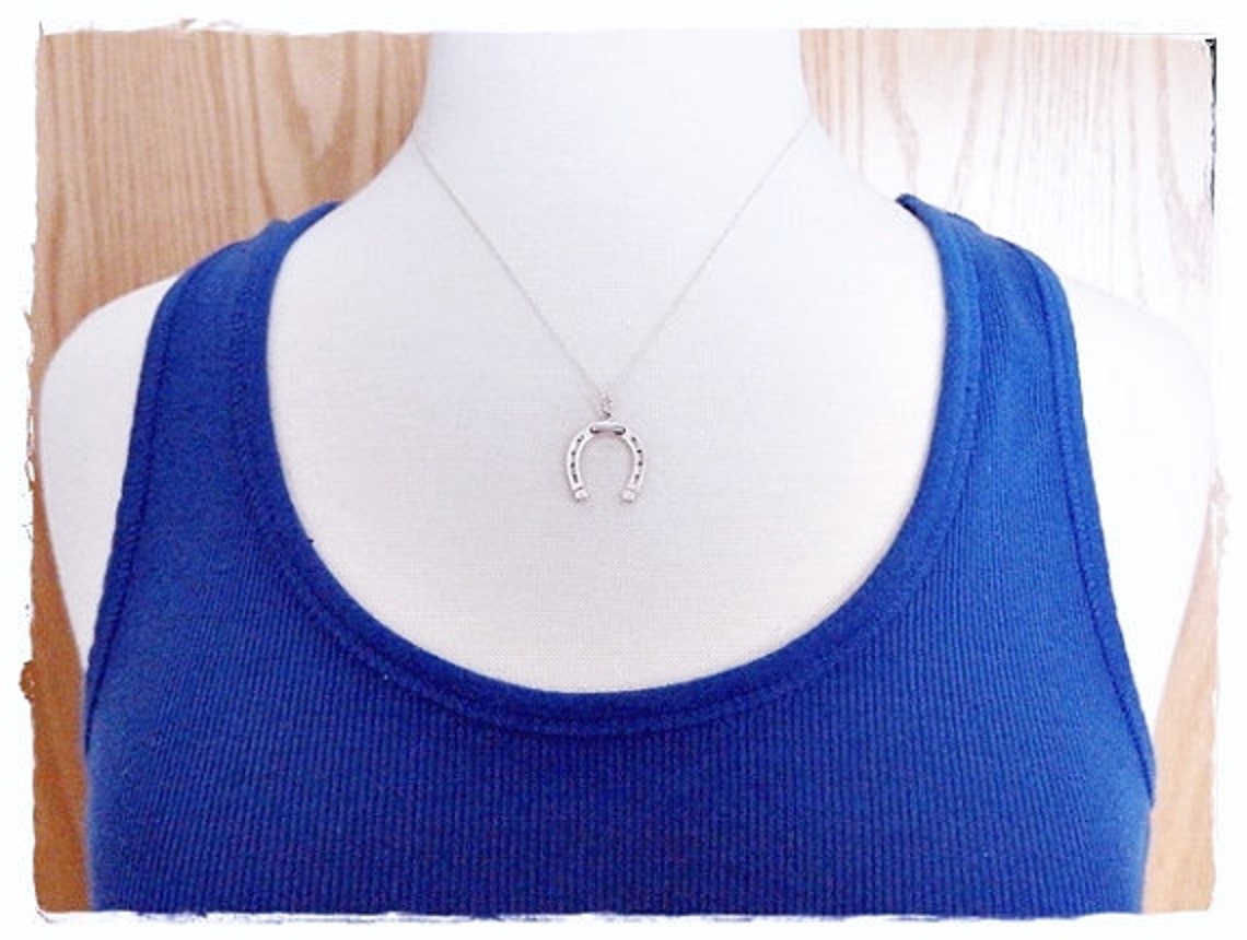 Large Silver Horseshoe Necklace Sterling Silver Horseshoe Etsy