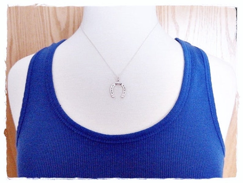 Large Silver Horseshoe Necklace Sterling Silver Horseshoe Etsy