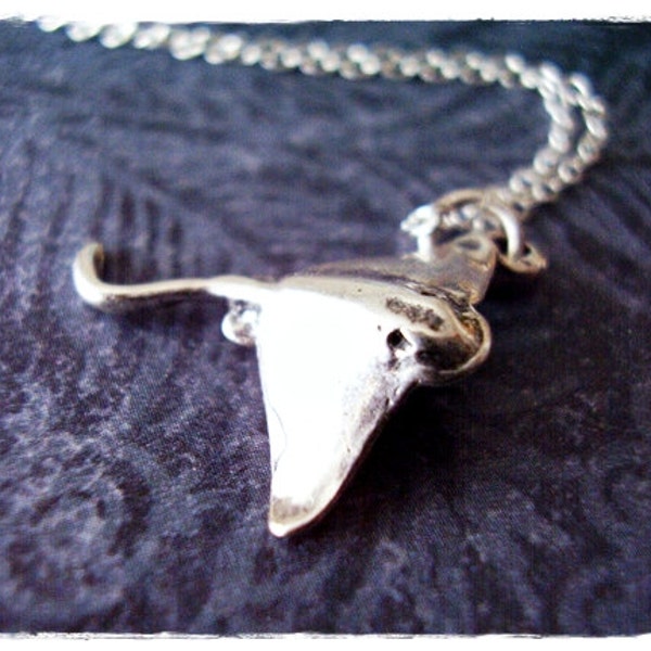 Silver Stingray Necklace - Sterling Silver Stingray Charm on a Delicate Sterling Silver Cable Chain or Charm Only