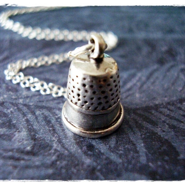 Silver Thimble Necklace - Sterling Silver Thimble Charm on a Delicate Sterling Silver Cable Chain or Charm Only