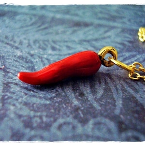 Red Chili Pepper Necklace - Red Enameled Antique Gold Pewter Chili Pepper Charm on a Delicate Gold Plated Cable Chain or Charm Only