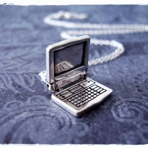 Movable Laptop Necklace - Sterling Silver Laptop Computer Charm on a ...