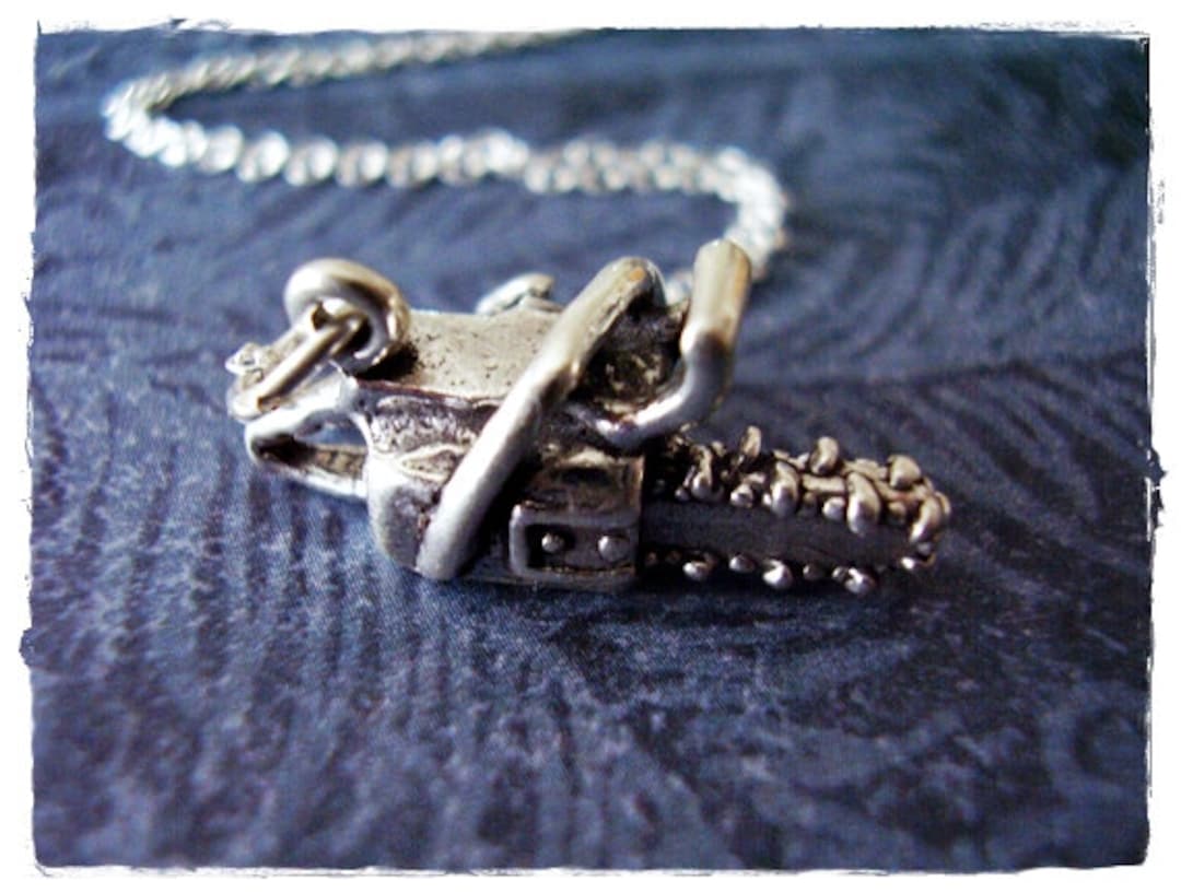 Silver Chainsaw Necklace Sterling Silver Chainsaw Charm on a Delicate