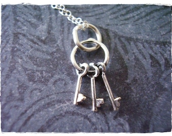 Silver Ring of Keys Necklace - Sterling Silver Ring of Keys Charm on a Delicate Sterling Silver Cable Chain or Charm Only