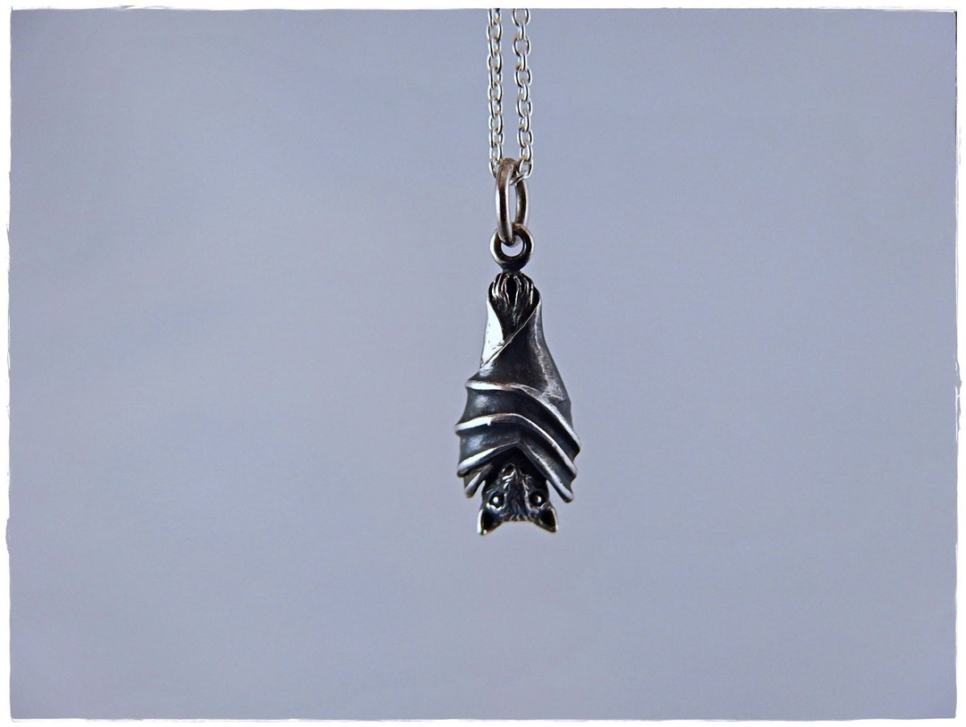 Silver Hanging Wrapped Bat Necklace - Sterling Silver Hanging Wrapped ...