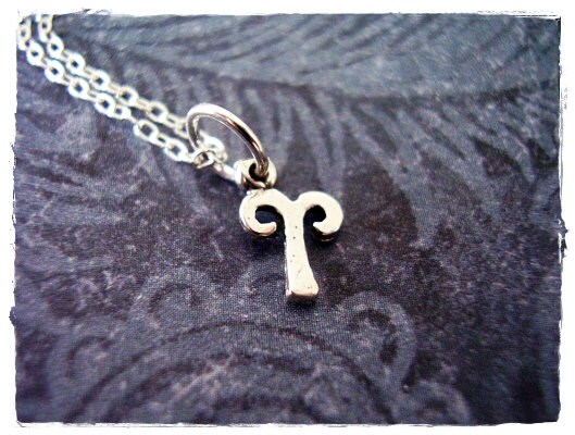 Tiny Aries Zodiac Sign Necklace - Sterling Silver Aries Charm on a ...
