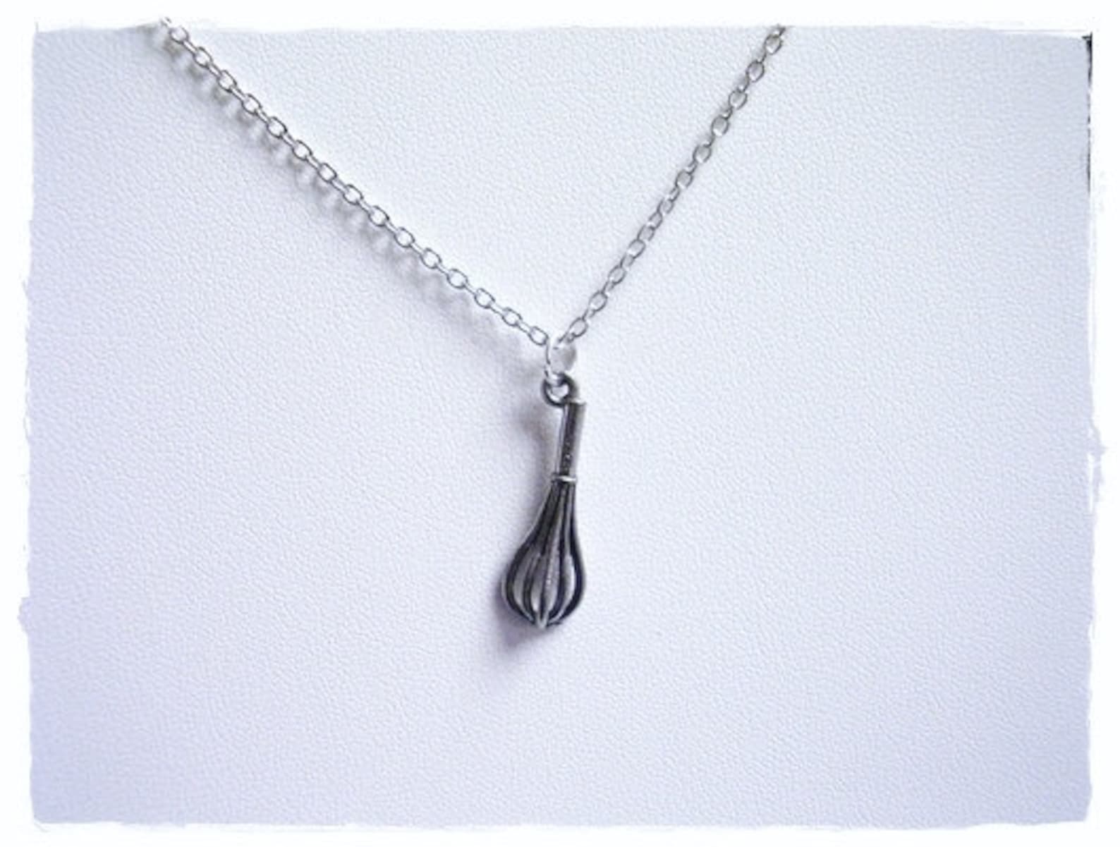 Silver Whisk Necklace Antique Pewter Whisk Charm on a Etsy