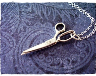 Silver Movable Scissors Necklace - Sterling Silver Scissors Charm on a Delicate Sterling Silver Cable Chain or Charm Only