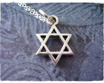 Silver Star of David Necklace - Sterling Silver Star of David Charm on a Delicate Sterling Silver Cable Chain or Charm Only