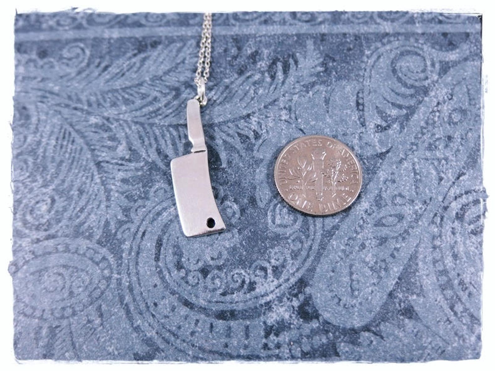 Silver Meat Cleaver Necklace Sterling Silver Meat Cleaver Etsy