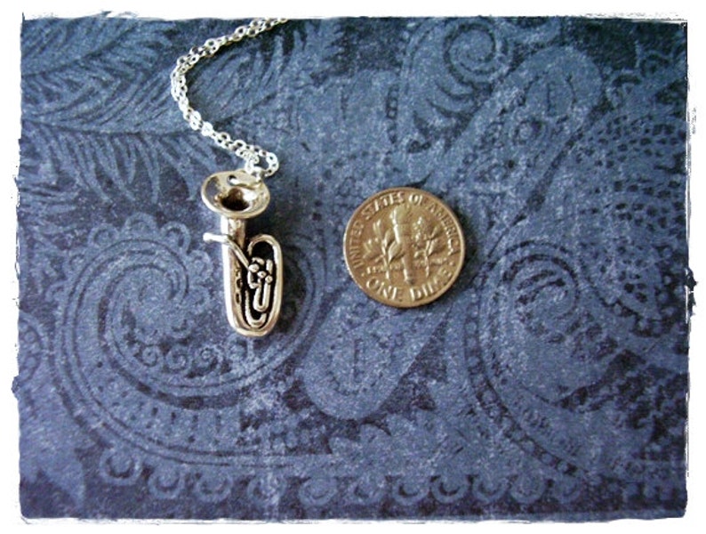 Large Silver Tuba Necklace Sterling Silver Tuba Charm on a Etsy