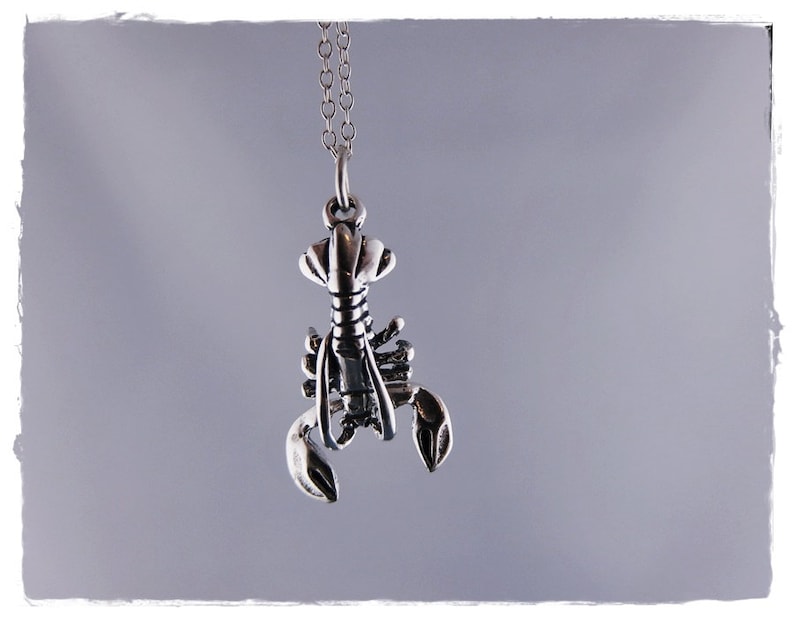 Silver Movable Lobster Necklace Sterling Silver Movable Lobster Charm on a Delicate Sterling Silver Cable Chain or Charm Only