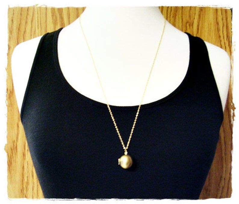 Round Gold Ball Locket Necklace Antique Brass Round Ball Etsy