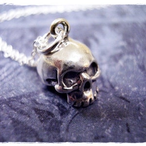 Silver Jawless Skull Necklace - Sterling Silver Jawless Skull Charm on a Delicate Sterling Silver Cable Chain or Charm Only