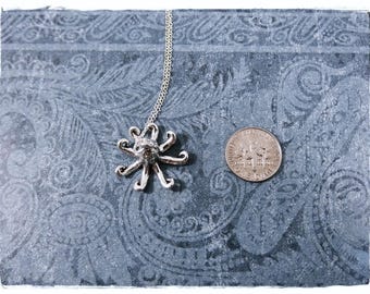 Collana con ciondolo a forma di polpo staccabile: perla di