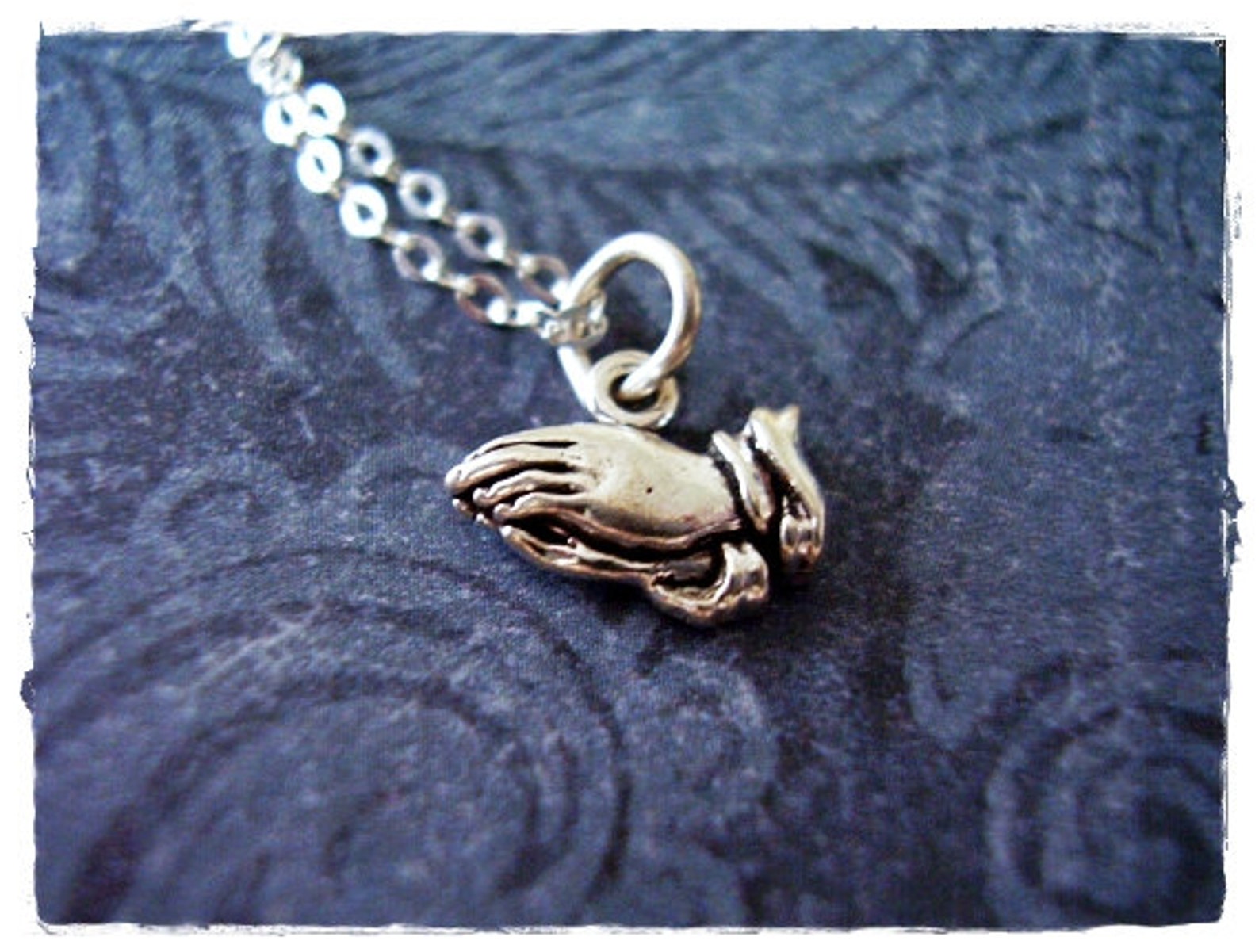 Tiny Praying Necklace Sterling Silver Praying Hands Charm on - Etsy