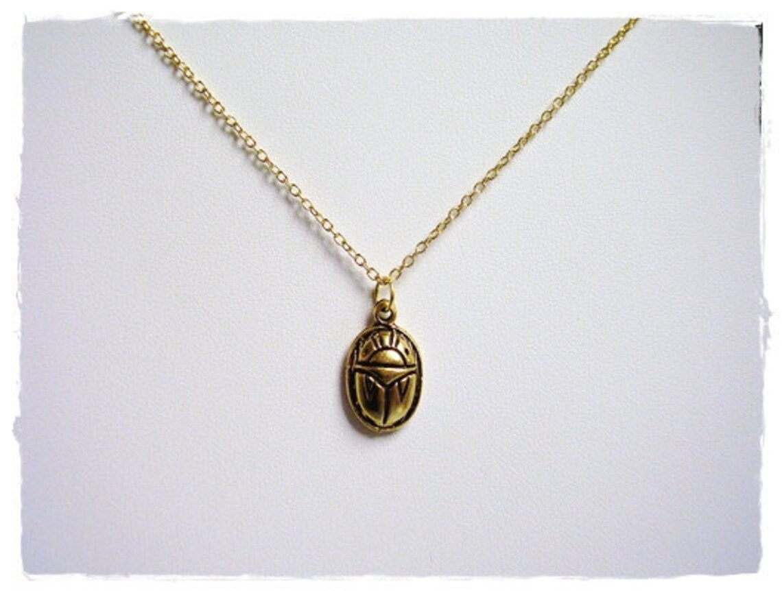 Gold Scarab Beetle Necklace Antique Gold Pewter Scarab - Etsy