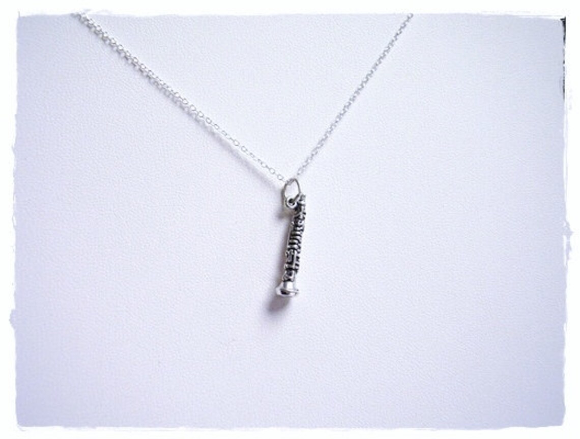Silver Oboe Necklace Sterling Silver Oboe Charm on a Etsy