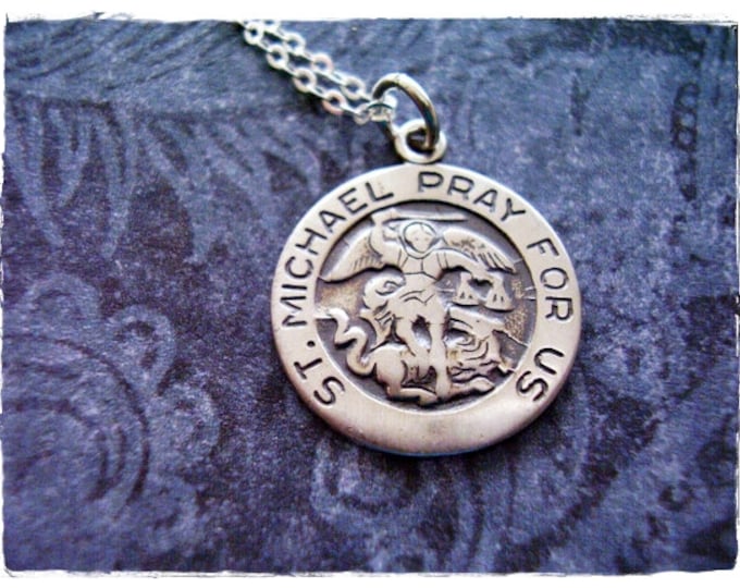 St. Michael 'Pray For Us' Sterling Silver Pendant - Elegant Religious Jewelry - View #2