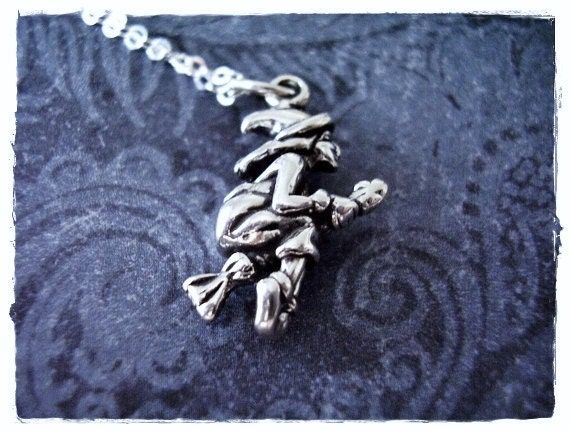 Silver Flying Witch Necklace - Sterling Silver Flying Witch Charm on a Delicate Sterling Silver Cable Chain or Charm Only