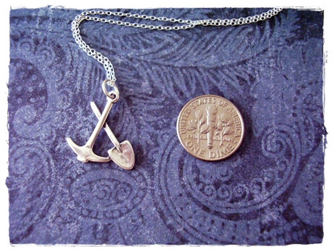 Silver Pick and Shovel Necklace Sterling Silver Pick and Etsy