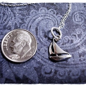 Silver Sailboat Necklace Sterling Silver Sailboat Charm on a Delicate Sterling Silver Cable Chain or Charm Only image 2