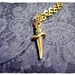 Tiny Gold Dagger Necklace - Antique Gold Pewter Dagger Charm on a ...