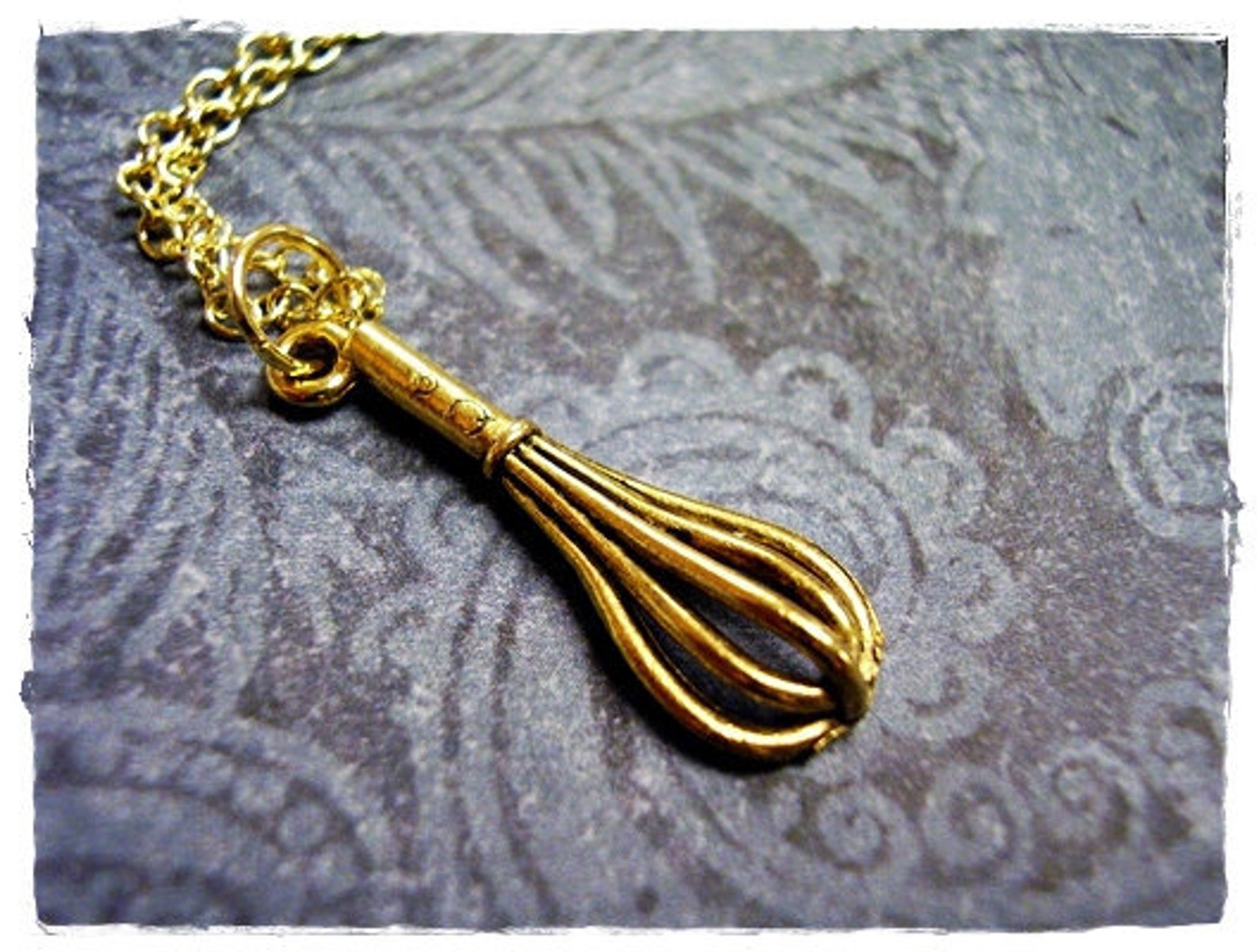 Gold Whisk Necklace Antique Gold Pewter Whisk Charm on a Etsy