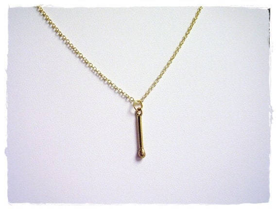 14k Gold-plated Silver 3D Matchstick Pendant Only 14k Gold-plated Silver 3D Matchstick Pendant Only