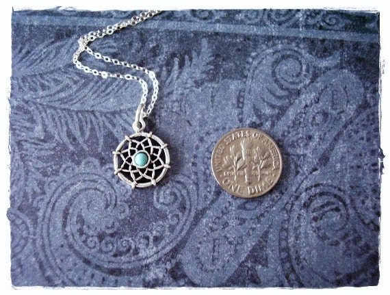 Collana acchiappasogni in argento turchese - Ciondolo acchiappasogni in argento sterling su una delicata catena a maglie in argento sterling o solo ciondolo - Italia