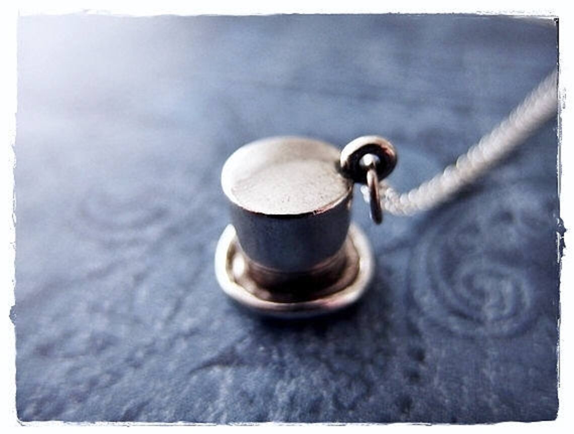 Silver Top Hat Necklace Sterling Silver Top Hat Charm on a Etsy