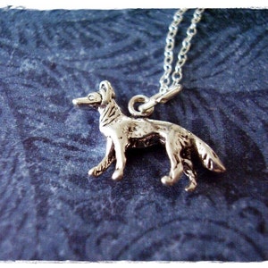 Tiny German Shepherd Necklace - Sterling Silver German Shepherd Charm on a Delicate Sterling Silver Cable Chain or Charm Only