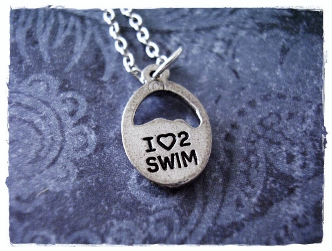 Silver Swimmer Necklace Antique Pewter Swimmer Charm on a - Etsy UK