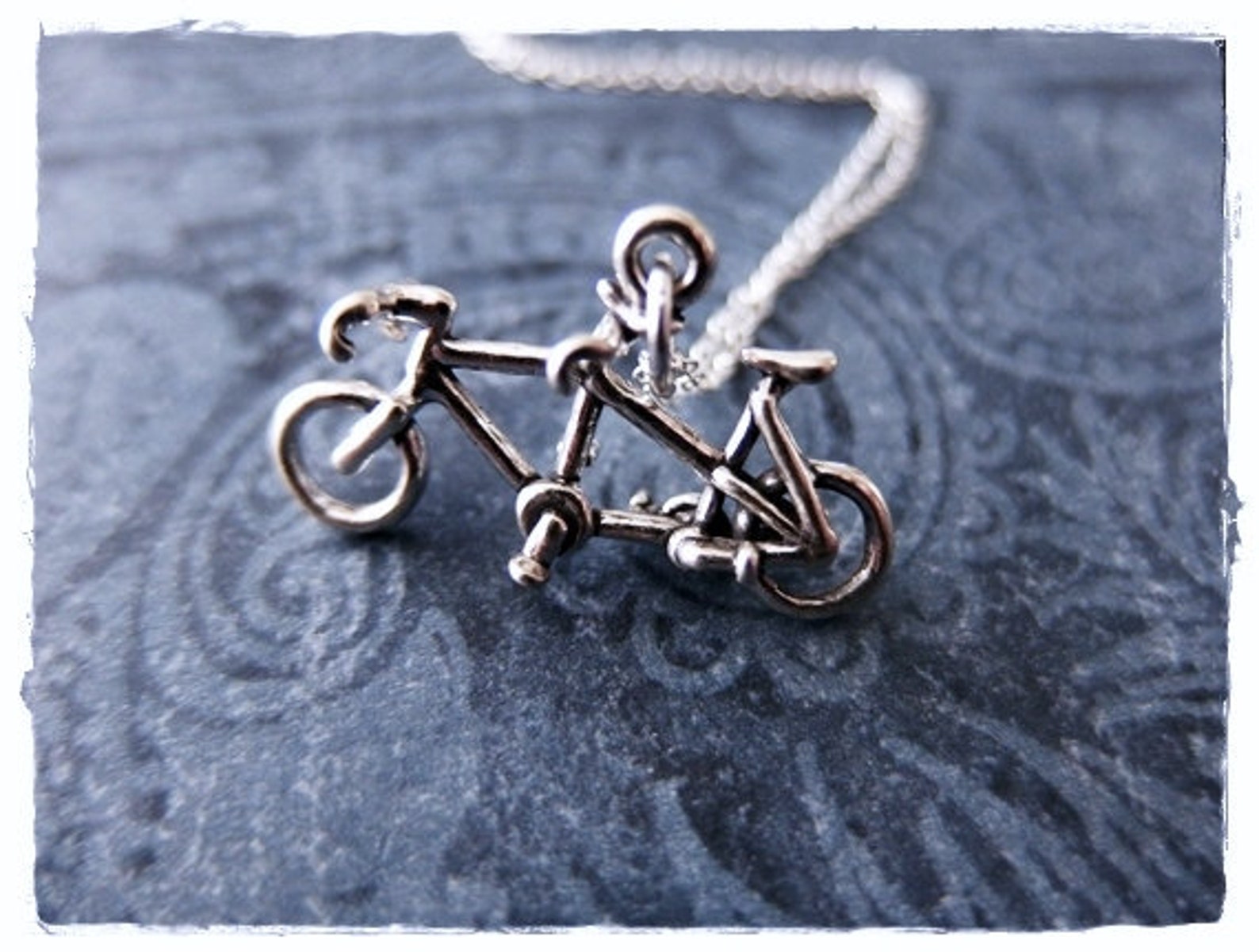 Silver Tandem Bicycle Necklace Sterling Silver Tandem Etsy