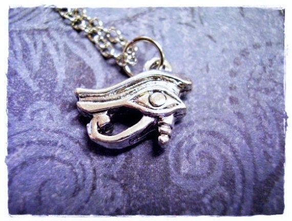 Silver Eye of Horus Necklace - Silver Pewter Eye of Horus Charm on a Delicate Stainless Steel Cable Chain or Charm Only
