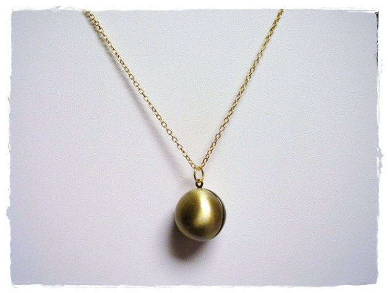 Round Gold Ball Locket Necklace Antique Brass Round Ball Etsy
