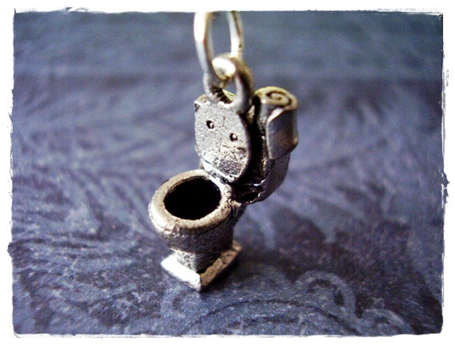 Silver Toilet Necklace Antique Pewter Toilet Charm on a Etsy