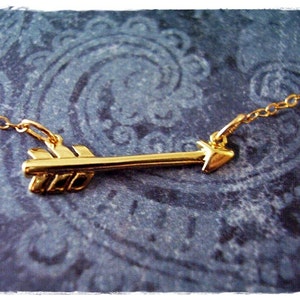 Small Gold Sideways Arrow Necklace - Gold Plate Sideways Arrow Charm on a Delicate 14kt Gold Filled Cable Chain or Charm Only